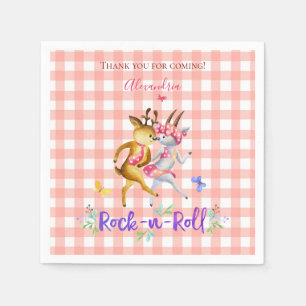 Guardanapo De Papel Primeiro aniversario rosa-rolo de cervo florestal