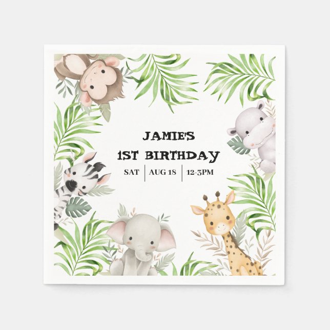 Guardanapo De Papel Primeiro aniversario Safari Adventure (Frente)
