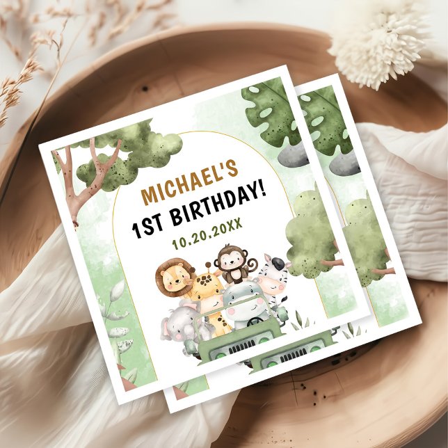 Guardanapo De Papel Primeiro aniversario Selgle Safari (Criador carregado)