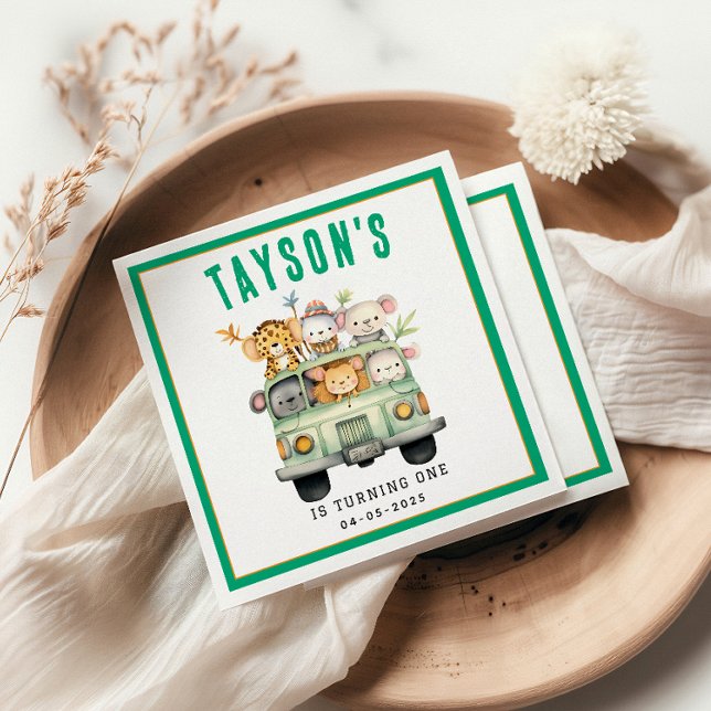 Guardanapo De Papel Primeiro aniversario Selvagem de Animais Safari (Criador carregado)