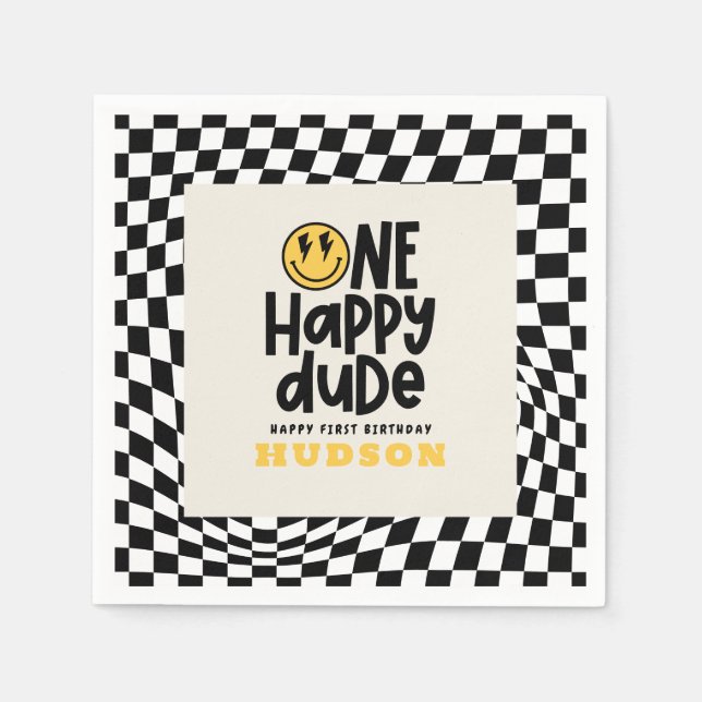 Guardanapo De Papel primeiro aniversario sorriso rosto retrógrado bran (Frente)