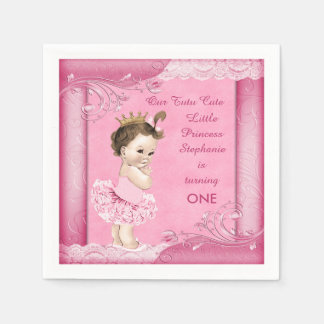 Guardanapo De Papel primeiro aniversario Tutu Cute Brunette Princesa F