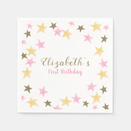 Guardanapo De Papel primeiro aniversario Twinkle Little Star Baby Girl