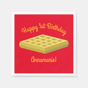 Guardanapo De Papel Primeiro aniversario Waffle Cute Breakfast Brunch