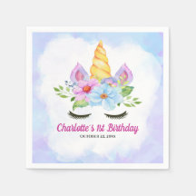 primeiro aniversario Watercolor Floral Magical Uni