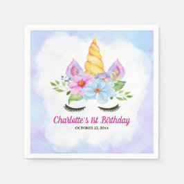 Guardanapo De Papel primeiro aniversario Watercolor Floral Magical Uni