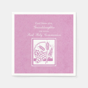 Guardanapo De Papel Primeiro comunhão da neta, cor-de-rosa