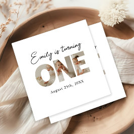 Guardanapo De Papel Primeiro Festa Mínima de Foto de Aniversário do pr