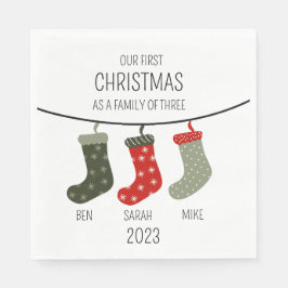Guardanapo De Papel Primeiro Natal como família de três