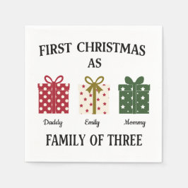 Guardanapo De Papel Primeiro Natal como Família de Três Presentes