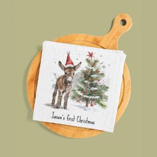 Guardanapo De Papel Primeiro Natal do Doce Donkey, personalizado