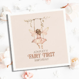 Guardanapo De Papel Primeiro primeiro aniversario de Fada Rosa Esbranq