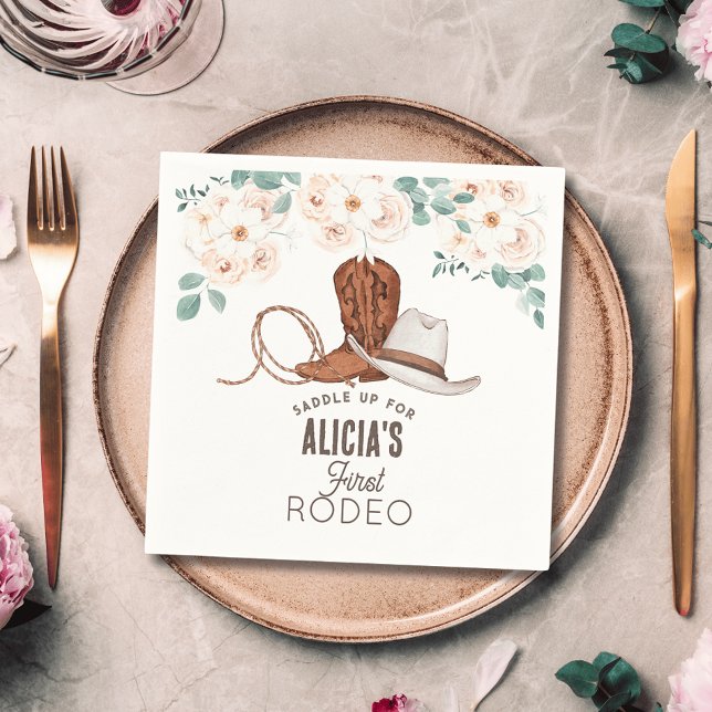 Guardanapo De Papel Primeiro primeiro aniversario Rodeo Cowgirl Wester (Criador carregado)