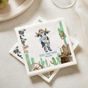 Guardanapo De Papel Primeiro Rodeio 1º Aniversário Bebê Vaca