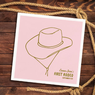 Guardanapo De Papel Primeiro Rodeio Chapéu de Cowboy Rosa Aniversário