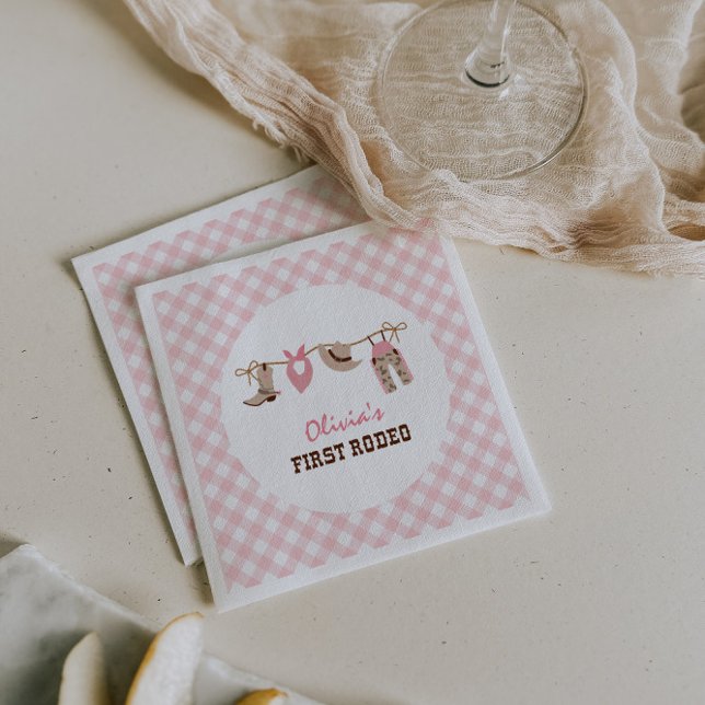 Guardanapo De Papel Primeiro Rodeio Rosa Caubói Ocidental Aniversário  (Criador carregado)