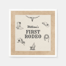 Guardanapo De Papel Primeiro Rodeio Vintage Neutro Cowboy 1º Aniversár
