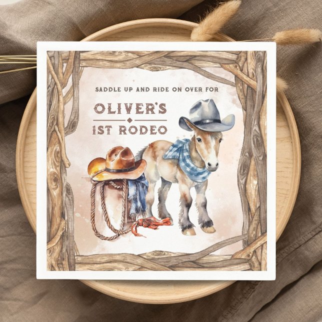 Guardanapo De Papel Primeiro RODEO | primeiro aniversario Boy Cowboy (Criador carregado)