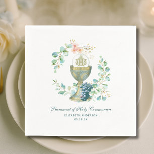 Guardanapo De Papel Primeiro Santo Comunista Eucharist Floral Chalice