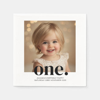 Guardanapo De Papel Primeiro Sinal de Fotografia de Bithday em Branco