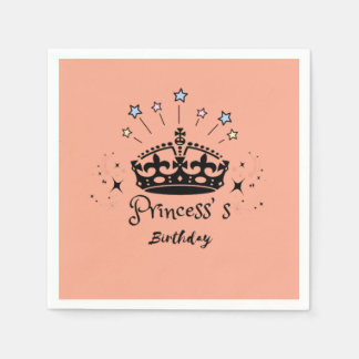 Guardanapo De Papel Princesa Aniversário - Vintage Minimalist Retro Cr