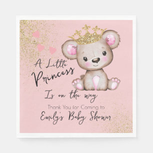 Guardanapo De Papel Princesa de Chá de Bebê Urso Rosa Brilhante