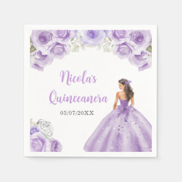 Guardanapo De Papel Princesa Floral, Dusty Purple Dress Quinceanera