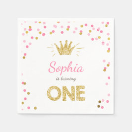 Guardanapo De Papel Princesa Primeiro Aniversário Papel Napkin Dourado