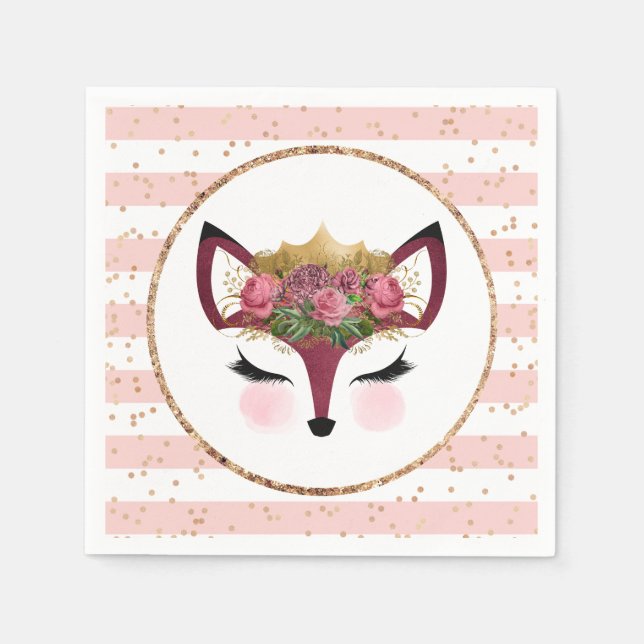 Guardanapo De Papel Princesa Raposa Blush & Gold (Frente)