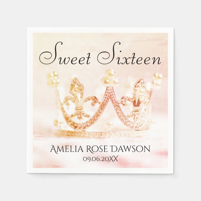 Guardanapo De Papel Princesa Rosa e Prata Doce Doce Dezesseis Napki (Frente)