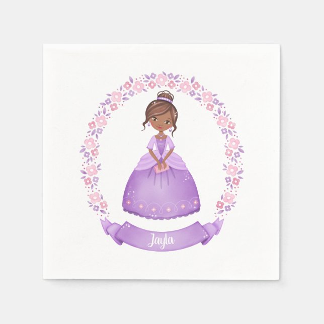 Guardanapo De Papel Princesa Roxa Custa Personalizada Étnica (Frente)