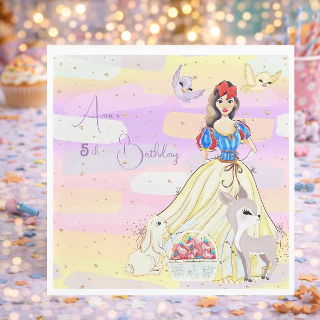 Guardanapo De Papel Princesa Snowy Birthday Paper Napkin (Criador carregado)