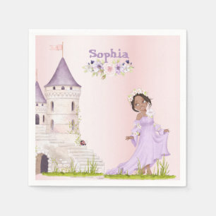 Guardanapo De Papel Princesa Unicorn Cabelo Escuro Púrpura Aniversário