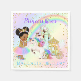 Guardanapo De Papel Princesa Unicórnio Carruagem Castelo Arco-íris Mág