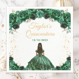Guardanapo De Papel Princesa Verde Escura Quinceañera