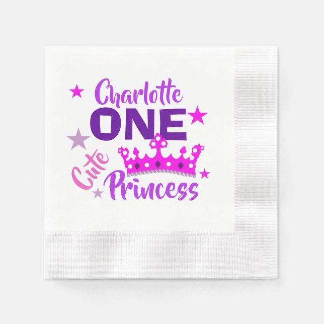 Guardanapo De Papel Princesas primeiros aniversarios Bonitas Personali (Frente)