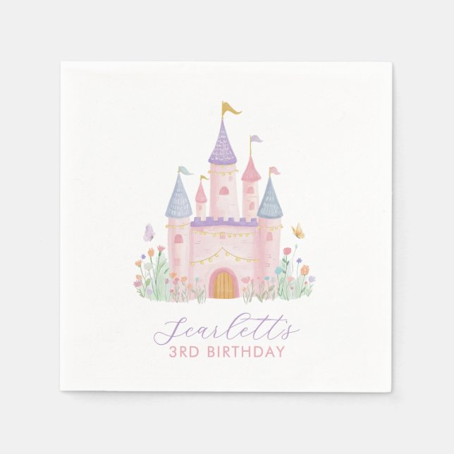 Guardanapo De Papel Princess Castle Girls Birthday Party (Frente)