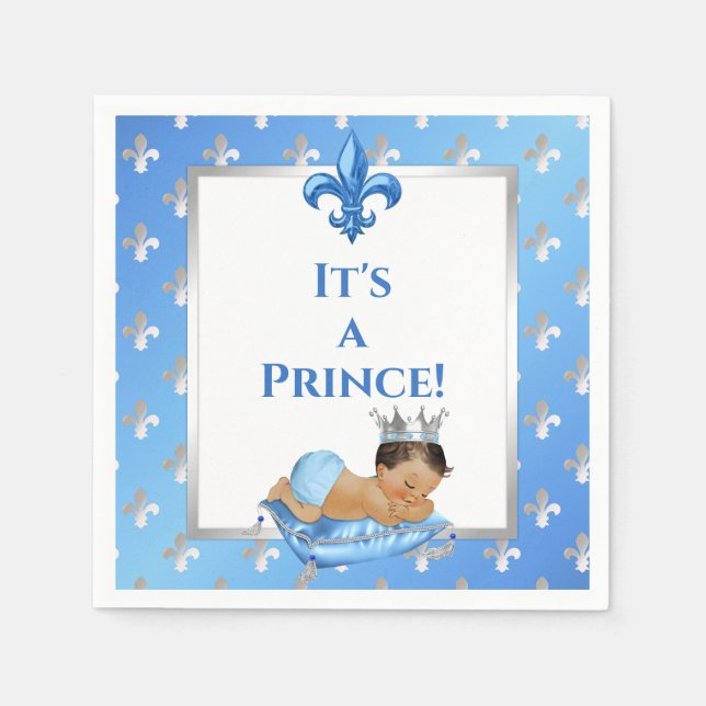 Guardanapo De Papel Príncipe Royal Baby Blue e Travesseiro prateado (Frente)