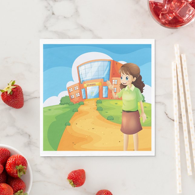 Guardanapo De Papel Professora No Papel Da Escola Napkins (Criador carregado)