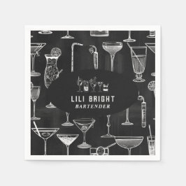 Guardanapo De Papel Profissional de barman | Preto clássico