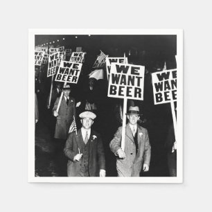 Guardanapo De Papel Proibição da cerveja Protesto à Fotografia Vintage