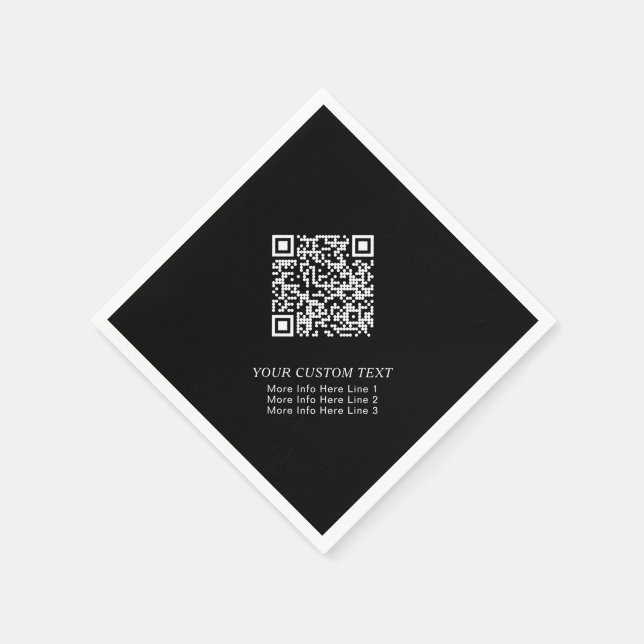 Guardanapo De Papel Promocional de código QR de negócios simples preto (Canto)