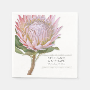 Guardanapo De Papel Protea cor-de-rosa floral moderno simples do chá