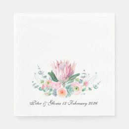 Guardanapo De Papel Protea Rei Floral Aquarela Casamento Elegante