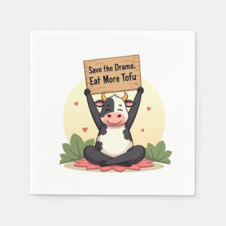 Guardanapo De Papel Protesto da Vaca Zen – Salve o Drama, Coma Mais To