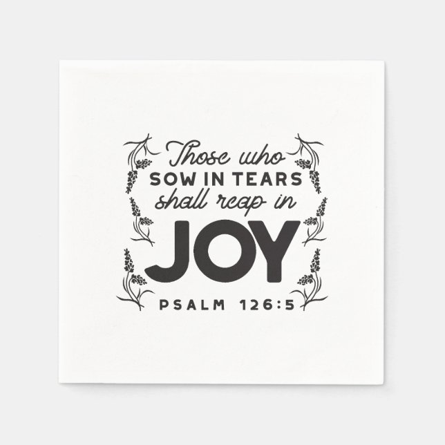 Guardanapo De Papel Psalm 126:5 Scripture Typography – Reap in Joy (Frente)