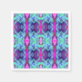 Guardanapo De Papel Psicodélico Verde e Padrão de Hibisco Azul