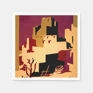 Guardanapo De Papel Pueblos Antigos do Sudoeste Arte de Poster WPA