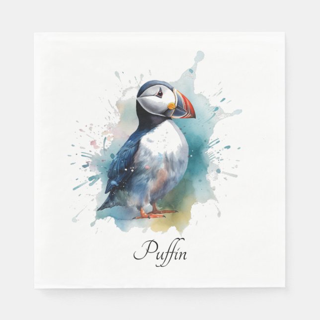Guardanapo De Papel Puffin cúmulo de cor azul (Frente)