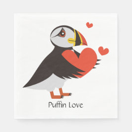 Guardanapo De Papel Puffin Love Red Hearts Design Napkins